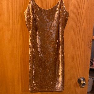 Gold felt/velvet material mini dress